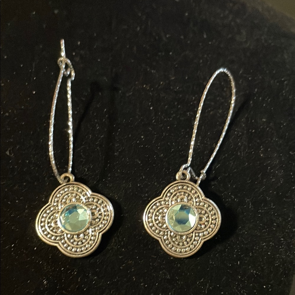 Elegant Silver and Blue Dangle Earrings